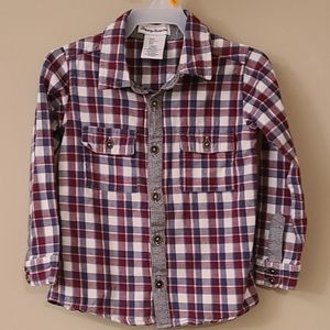 Plaid boy's button down long sleeved shirt
